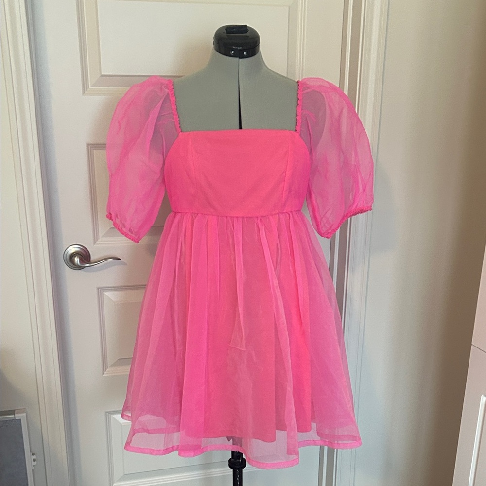 Pink Puff Sleeve Dress